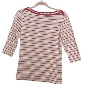 Vintage Dockers Cotton Pink n White Striped 3/4 Sleeve